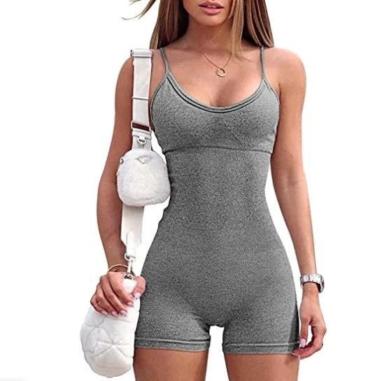 Women's Spaghetti Strap Shorts Yoga Workout Jumpsuit
