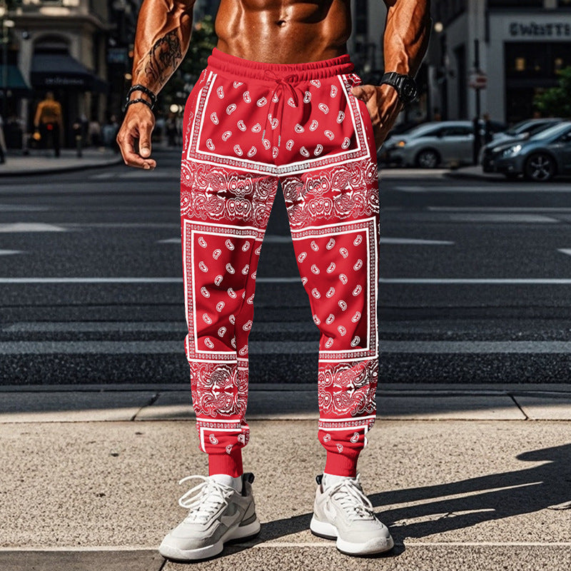 Men's 3D Printing Bandana Fashion Track Pants