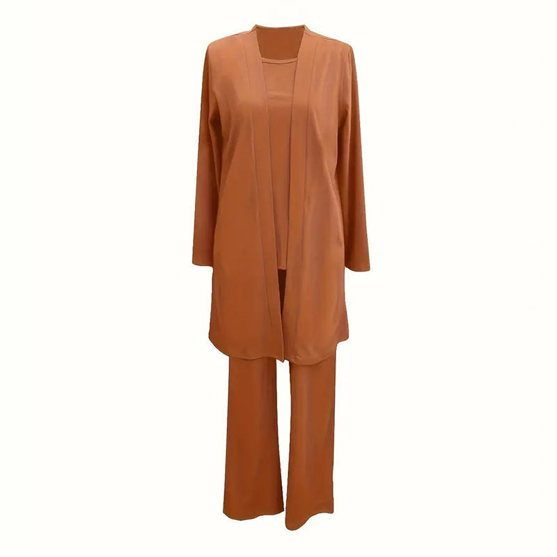 Women's Plus Size Casual Open Front Cardigan 3-Piece Set