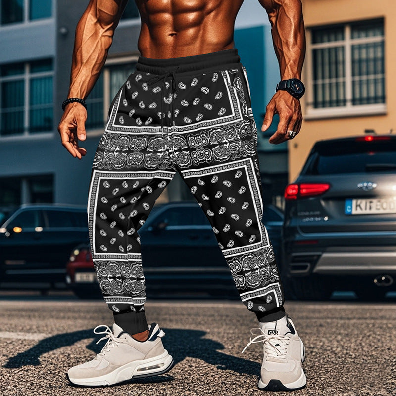 Men's 3D Printing Bandana Fashion Track Pants