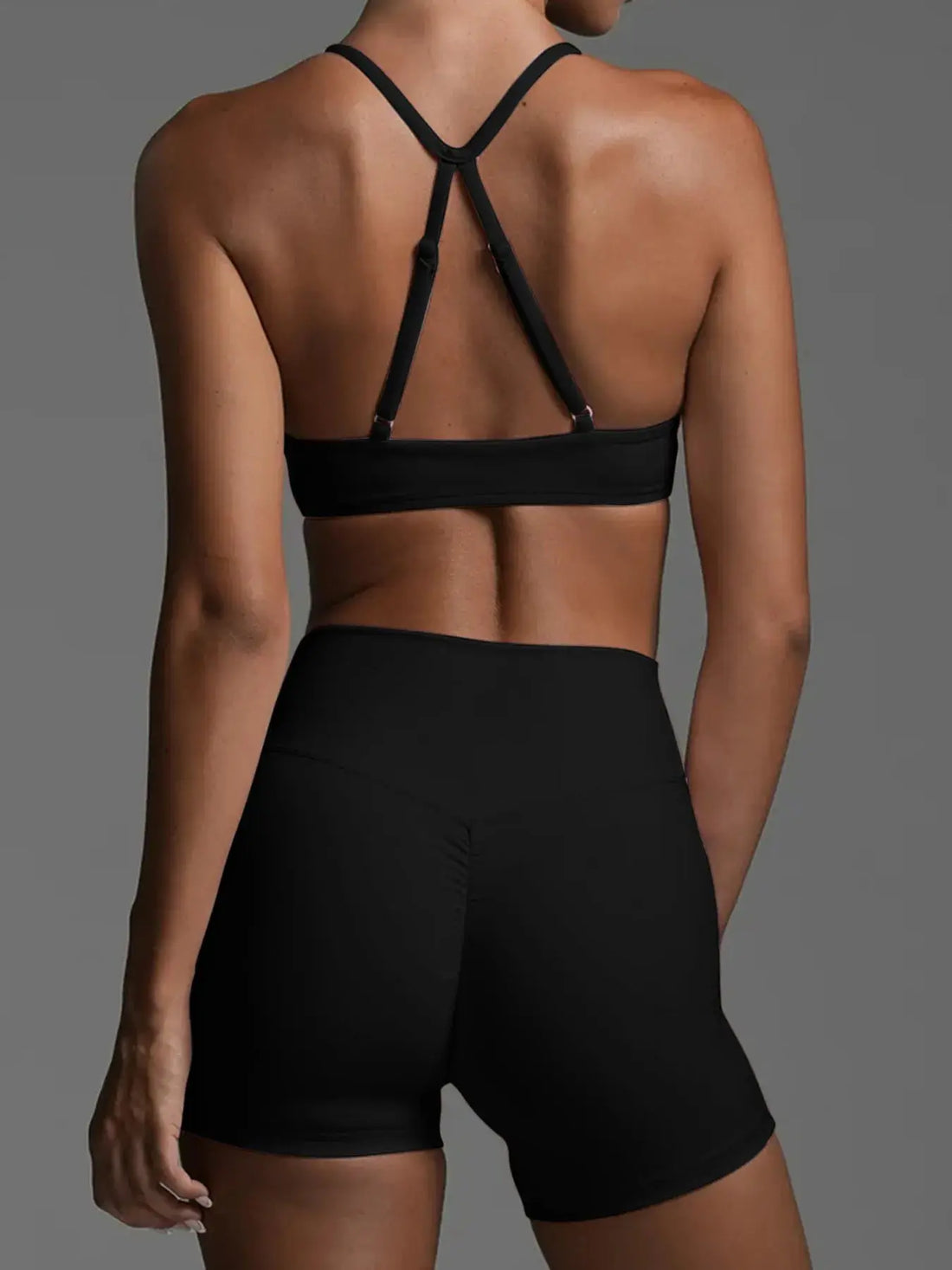 Women's Ruched Sports Bra and High-Waisted Shorts Active Set