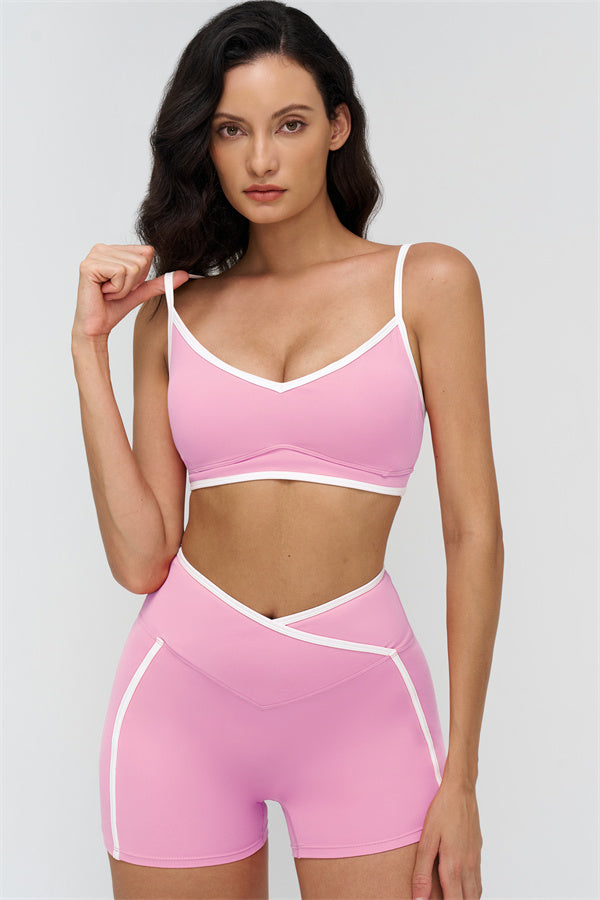 Women's "The Crave" Contrast Sports Bra Shorts 2-Piece Set