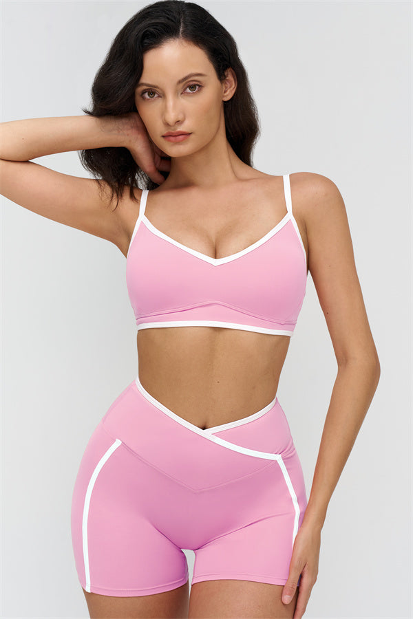 Women's "The Crave" Contrast Sports Bra Shorts 2-Piece Set