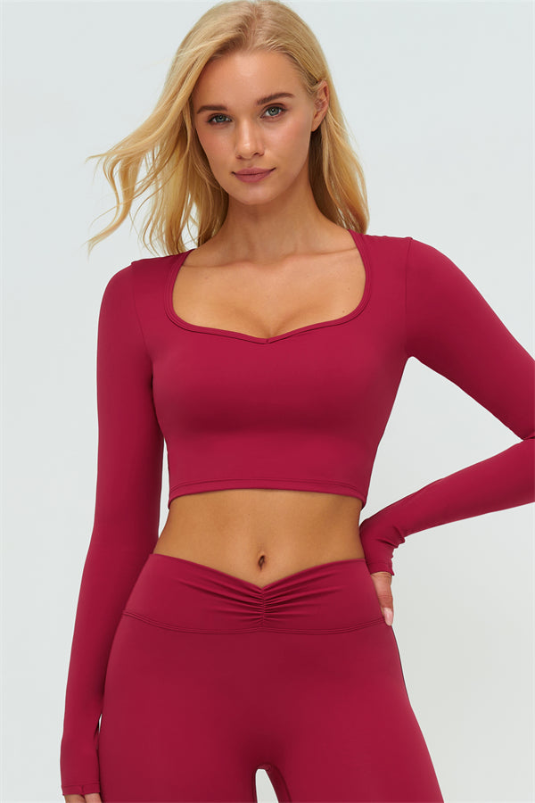 Women's The Lushness Long Sleeve Crop Top Shorts 2-Piece Set