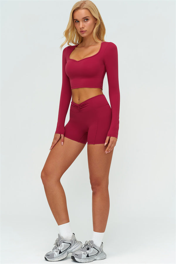 Women's The Lushness Long Sleeve Crop Top Shorts 2-Piece Set