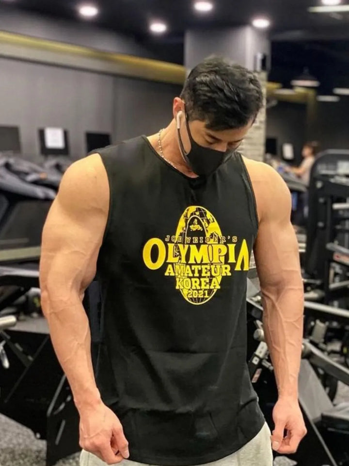 Men's Plus Size Graphic Round Neck Active Tank Top