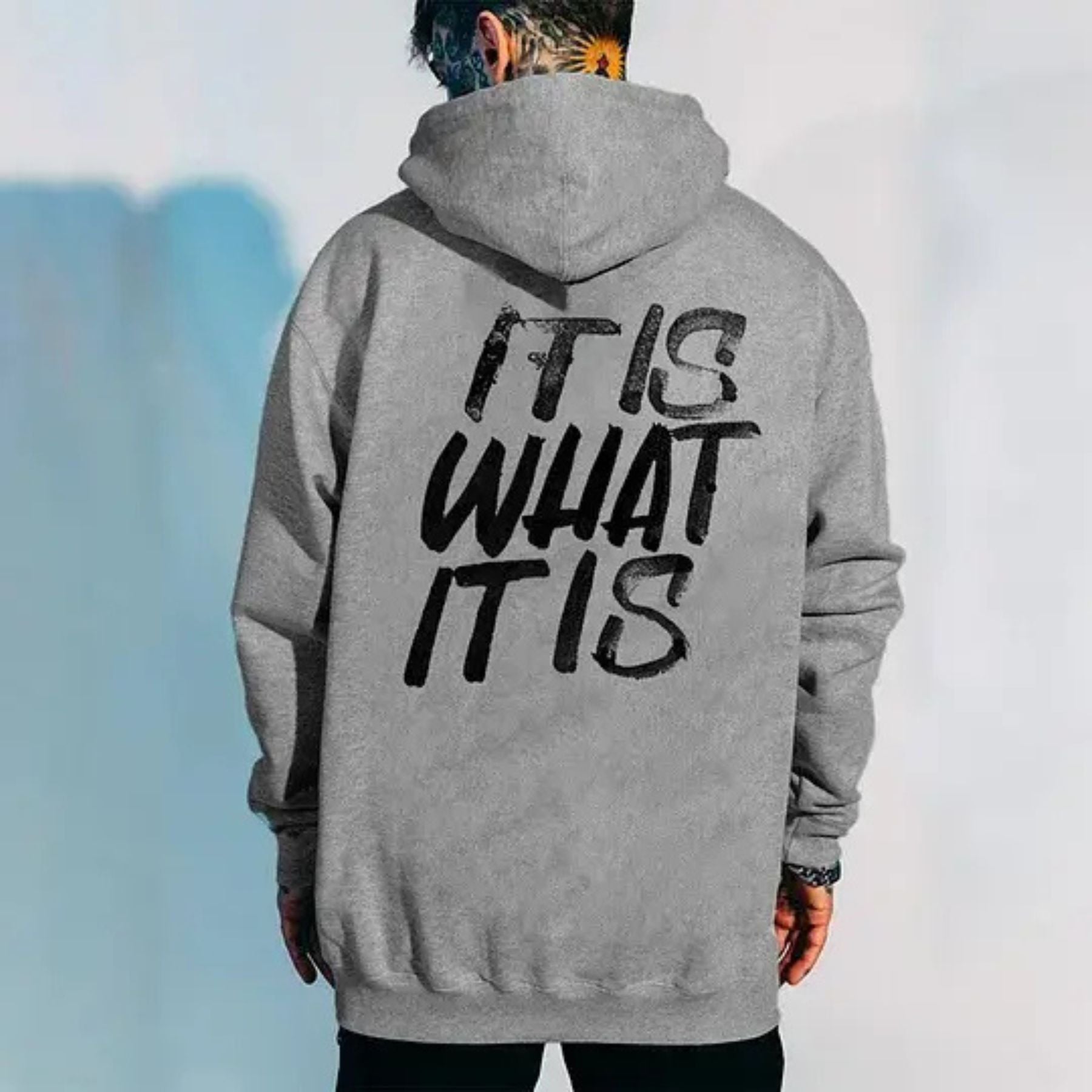 Men’s Casual "It Is What It Is" Distressed Print Hoodie