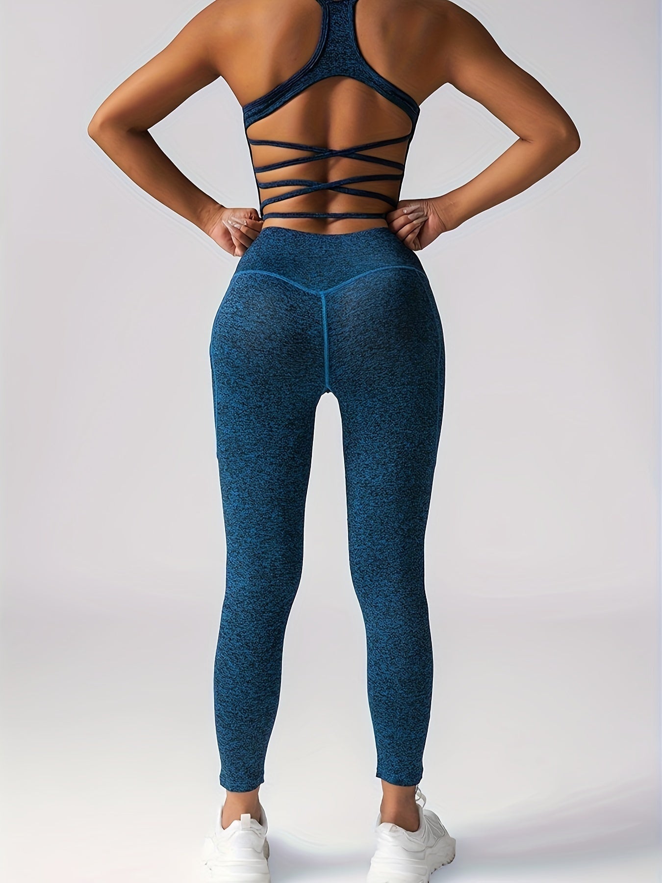 Women's Yoga High Waist Sport Two Piece Workout Set with pockets