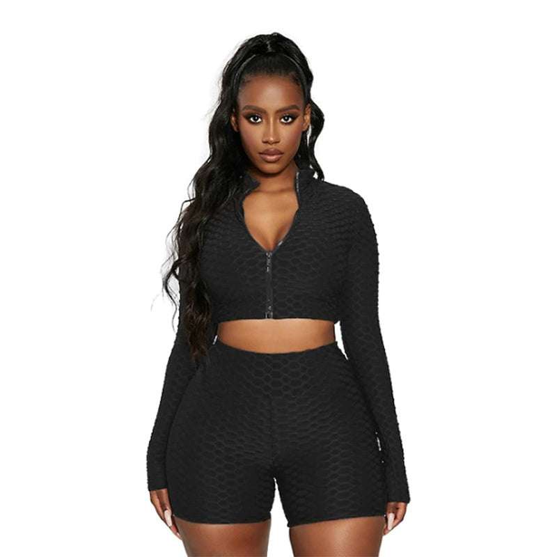 Women's Long Sleeve Yoga Fitness Tummy Control Tracksuit