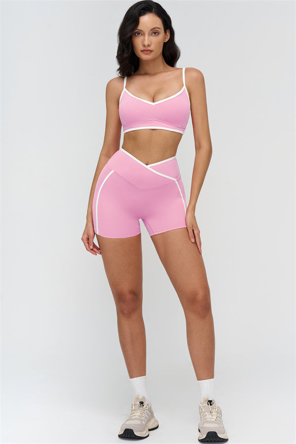 Women's "The Crave" Contrast Sports Bra Shorts 2-Piece Set