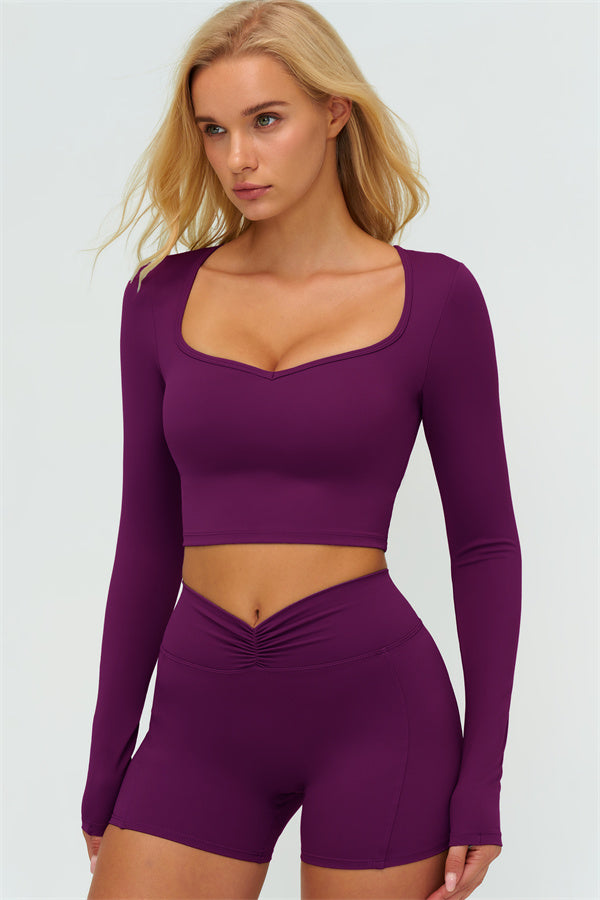 Women's The Lushness Long Sleeve Crop Top Shorts 2-Piece Set