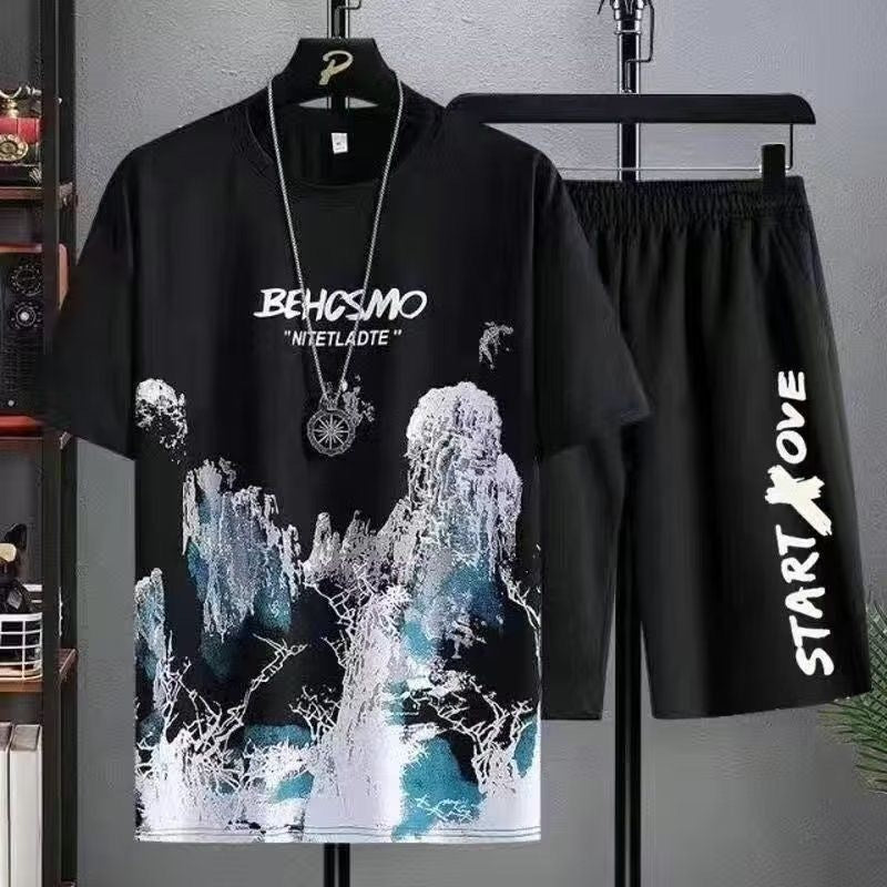 Men's Summer Sports And Leisure Short-Sleeved Shirt/Shorts Suit