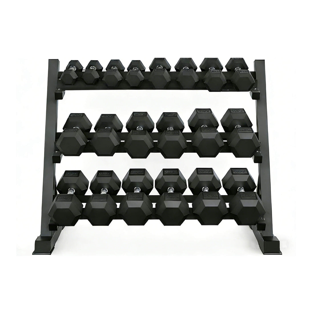 Rovix 450-Pounds Rubber Hex Dumbbell Set With Rack