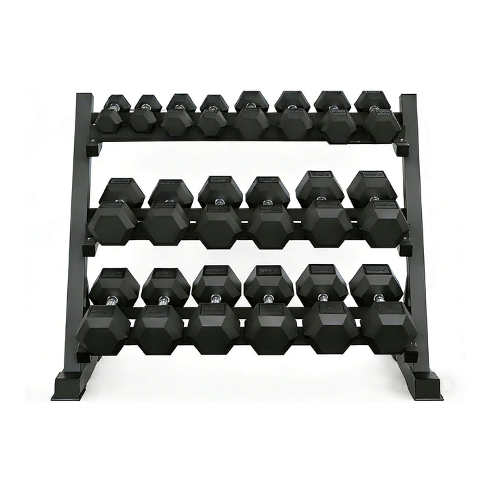 Rovix 450-Pounds Rubber Hex Dumbbell Set With Rack