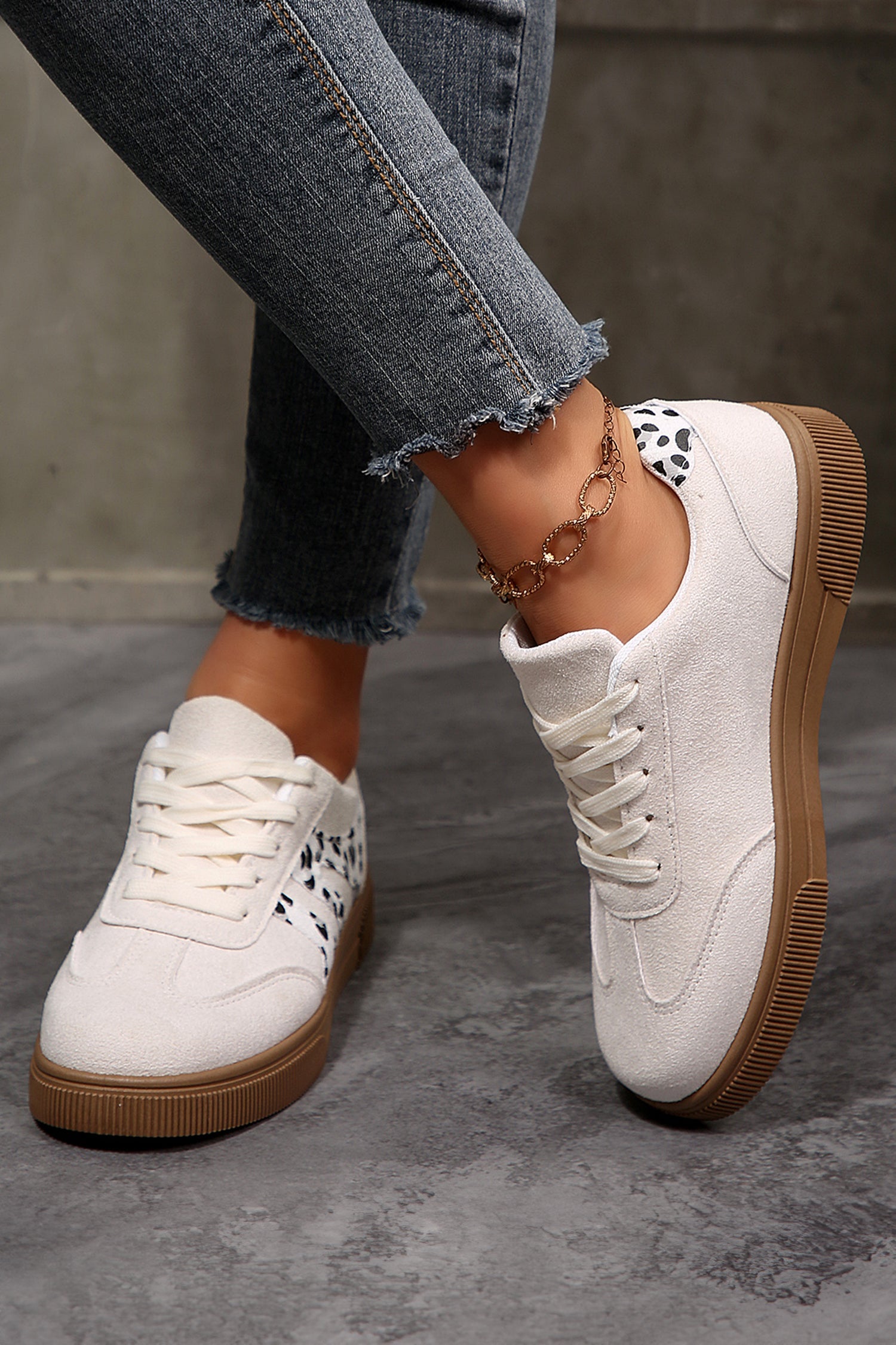 Samantha Leopard Print Lace Up Casual Shoes