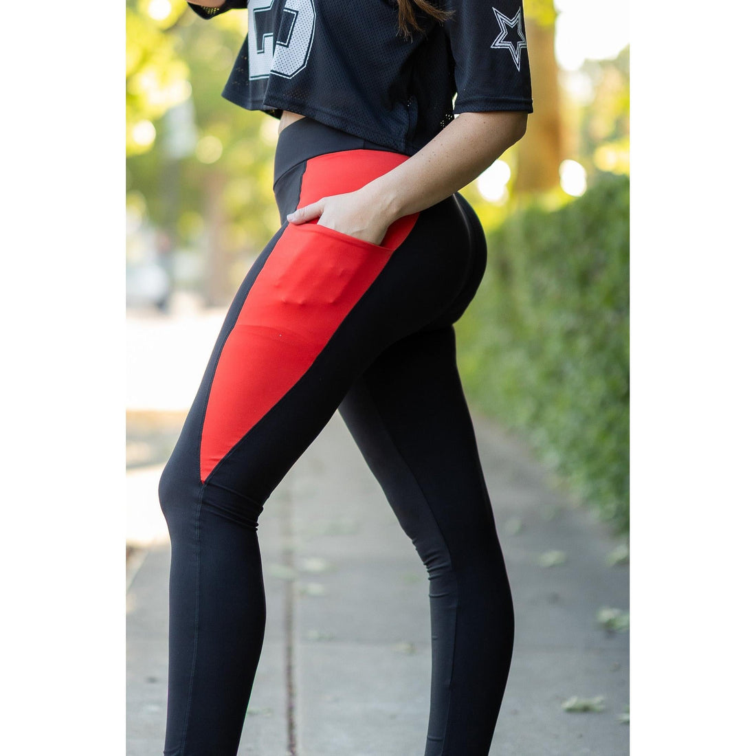 Women's The Roxie - Red Panel Full Length Leggings