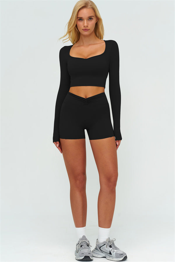 Women's The Lushness Long Sleeve Crop Top Shorts 2-Piece Set
