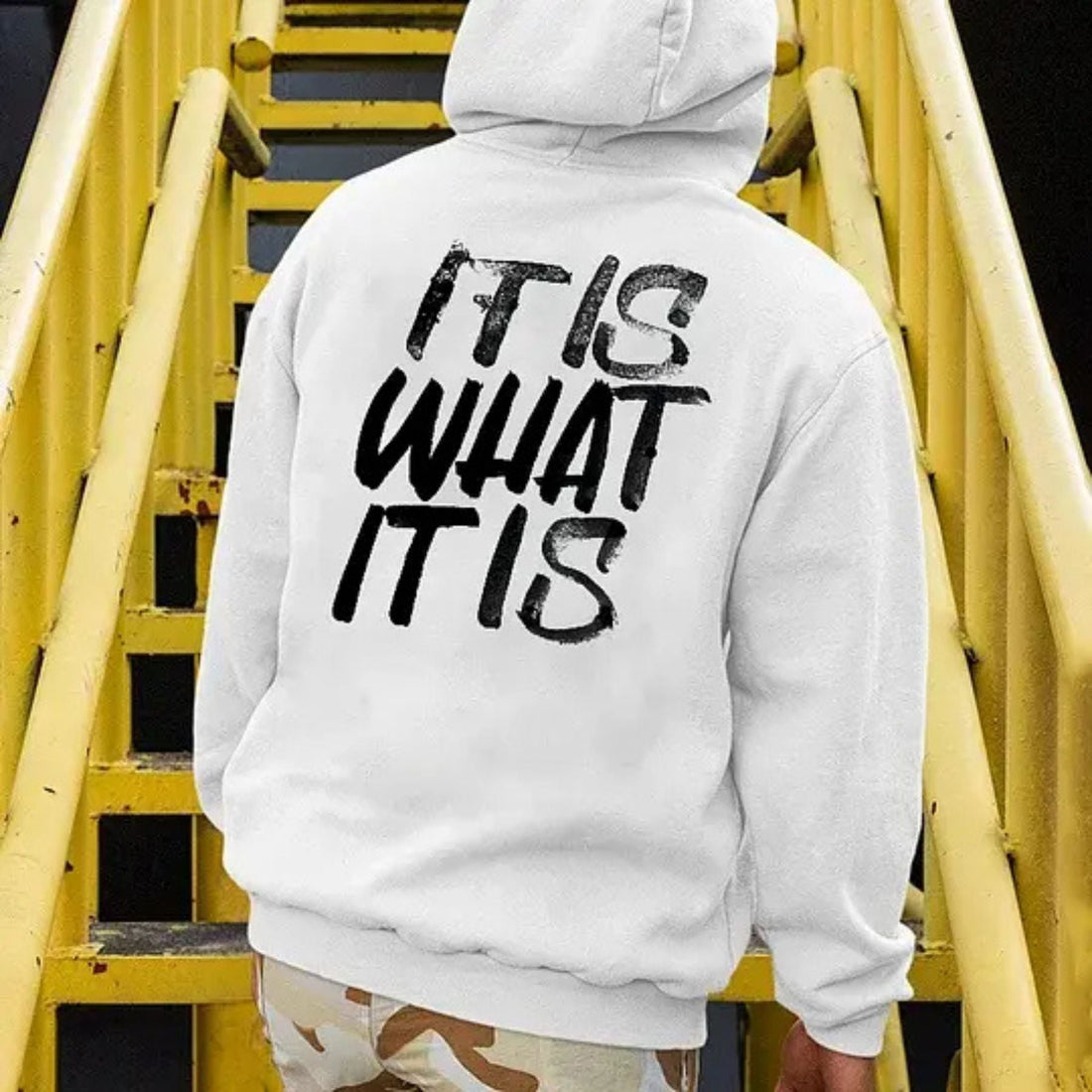 Men’s Casual "It Is What It Is" Distressed Print Hoodie