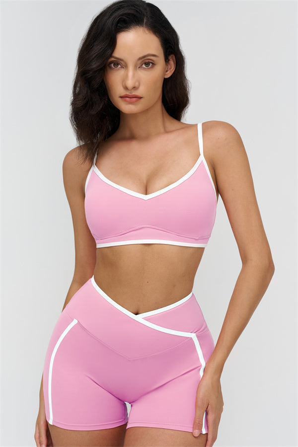 Women's "The Crave" Contrast Sports Bra Shorts 2-Piece Set