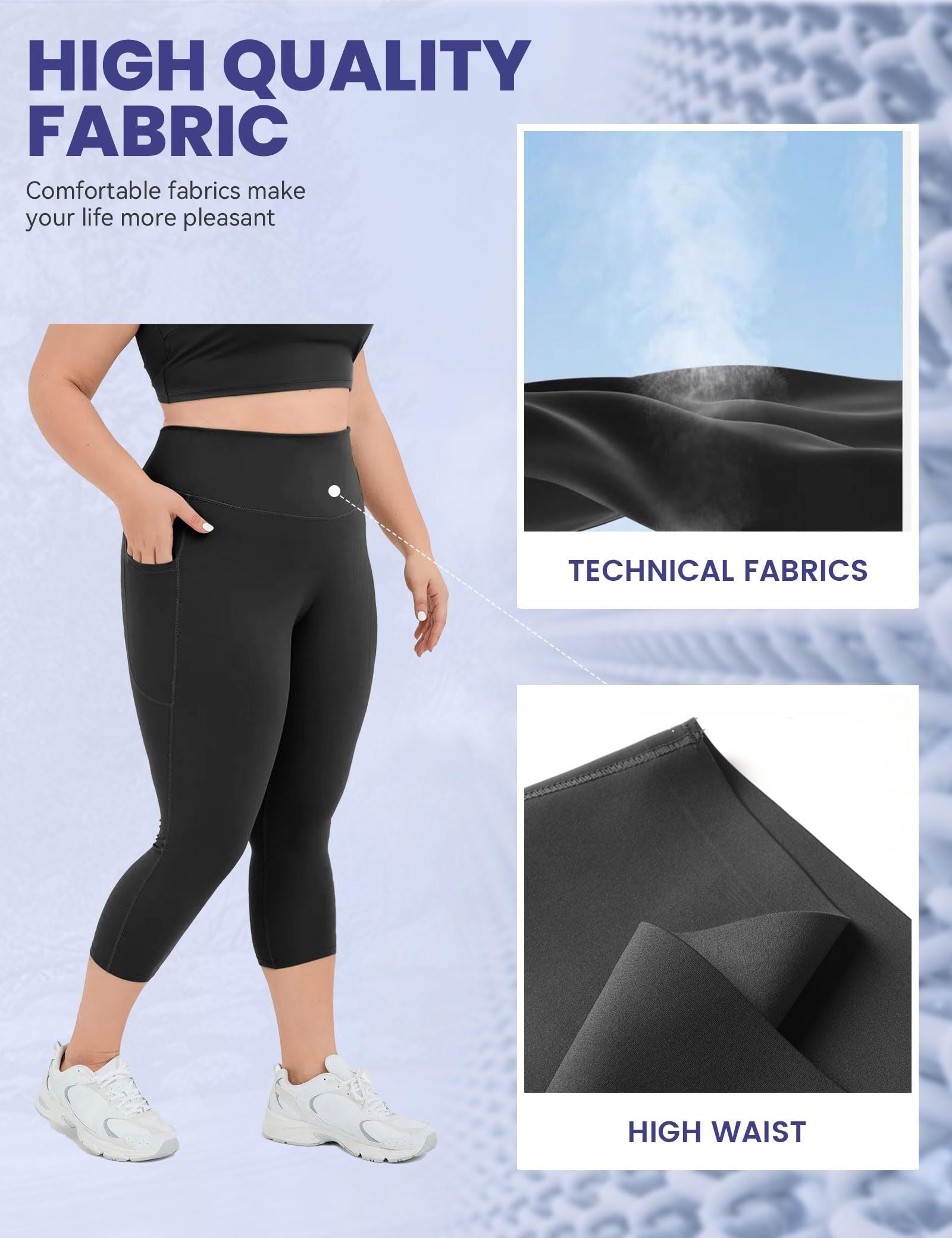 Women's High-waisted Cropped Yoga Pants with Pockets
