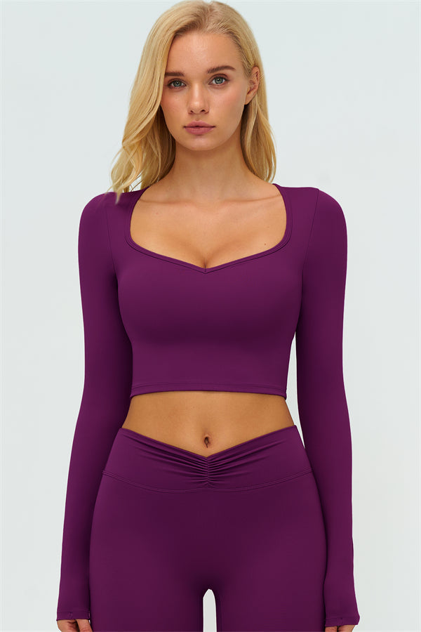 Women's The Lushness Long Sleeve Crop Top Shorts 2-Piece Set