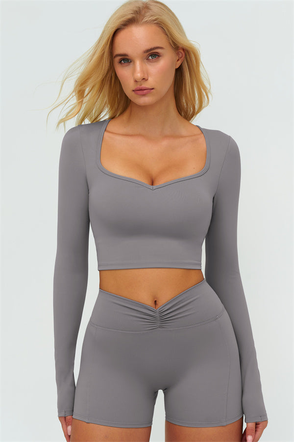 Women's The Lushness Long Sleeve Crop Top Shorts 2-Piece Set