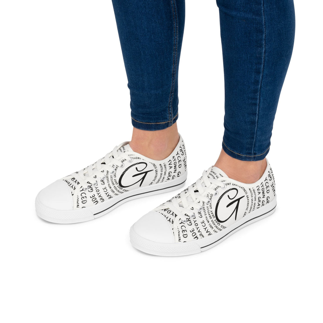 Women's Stylish Low Top Sneakers with Trendy Text Design