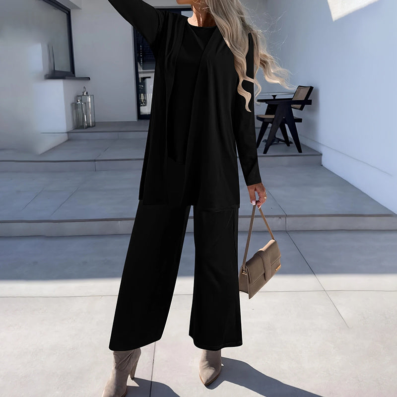 Women's Plus Size Casual Open Front Cardigan 3-Piece Set