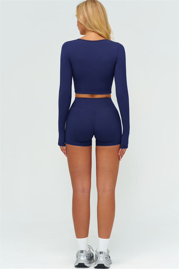Women's The Lushness Long Sleeve Crop Top Shorts 2-Piece Set