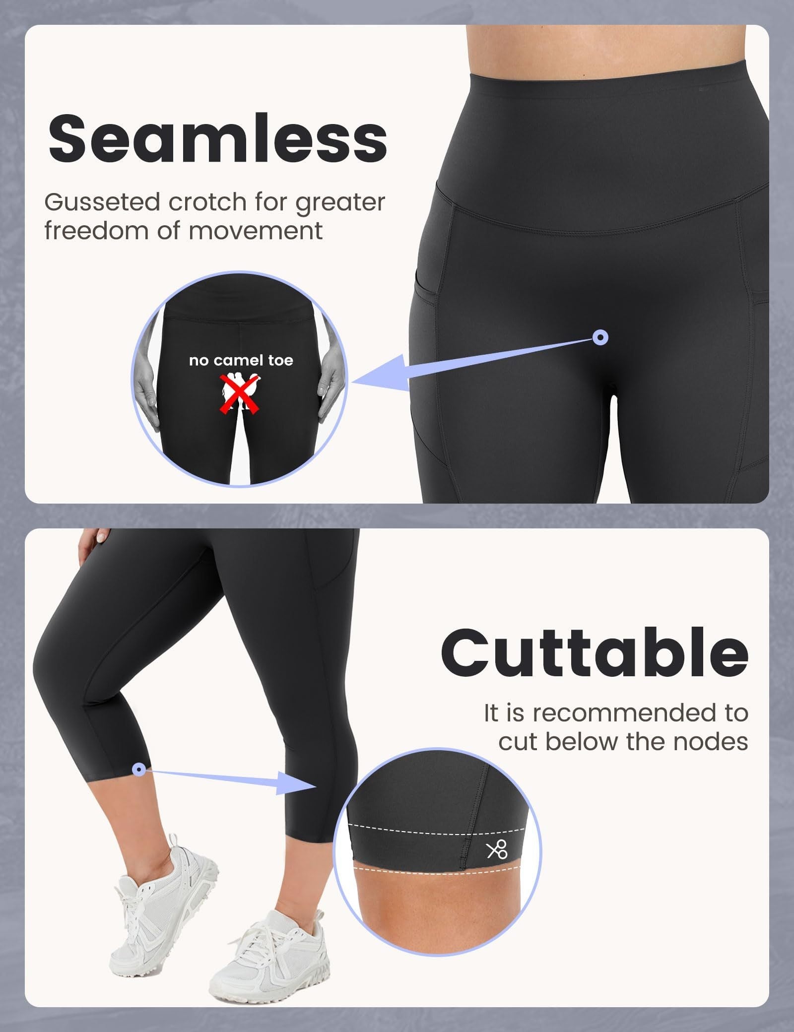 Women's High-waisted Cropped Yoga Pants with Pockets