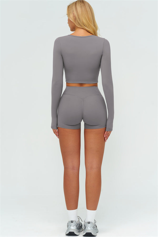 Women's The Lushness Long Sleeve Crop Top Shorts 2-Piece Set