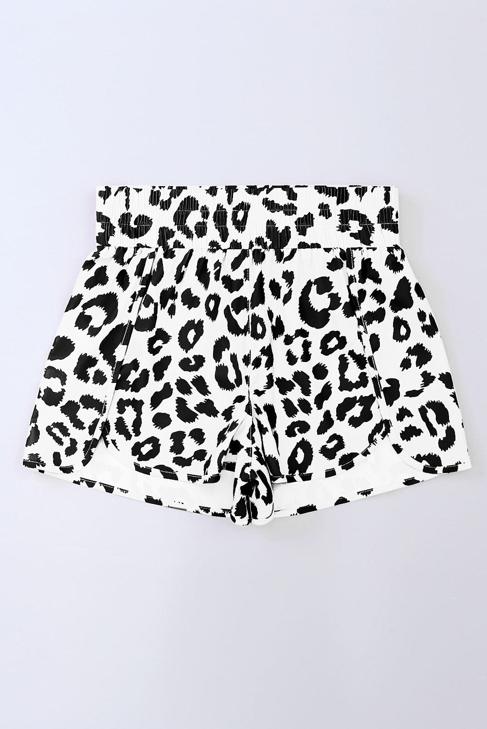 Women's White Leopard High Waisted Athletic Shorts