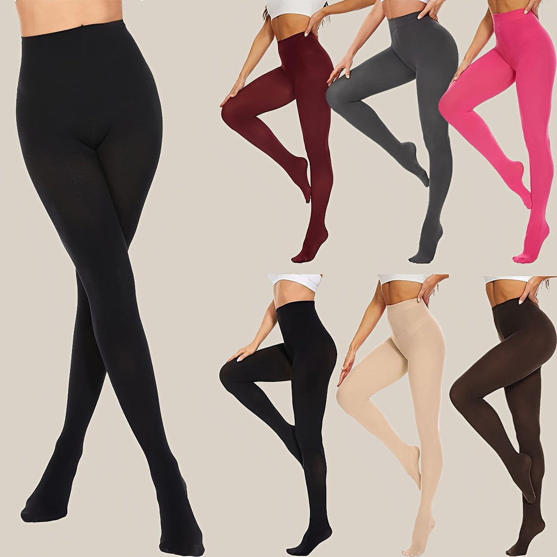 Women's 6 Pairs Ultra Stretch Opaque High Waist Tights
