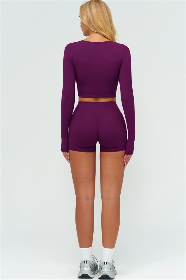 Women's The Lushness Long Sleeve Crop Top Shorts 2-Piece Set