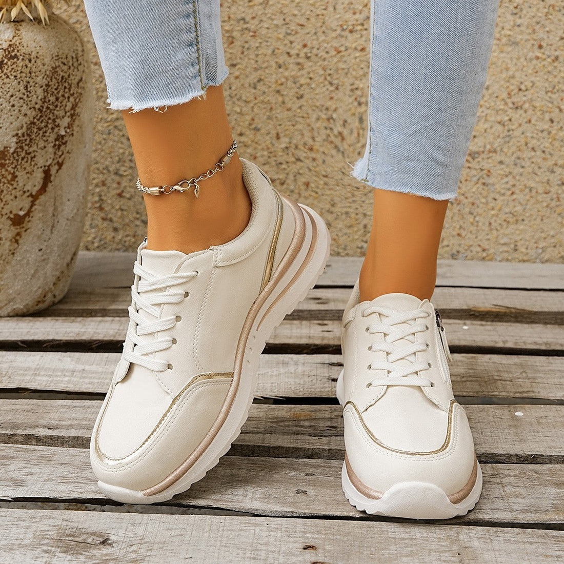 Women's Side-Zip Chunky Sole Sneakers