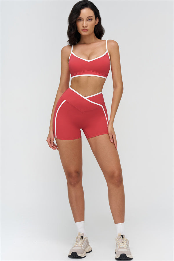 Women's "The Crave" Contrast Sports Bra Shorts 2-Piece Set