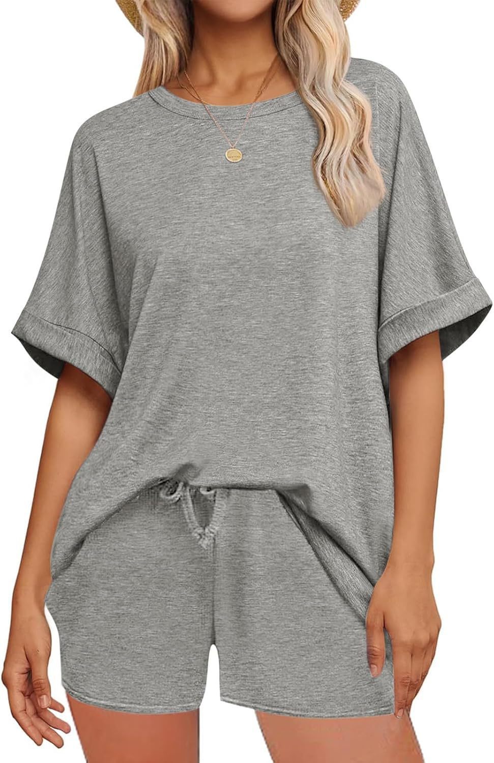 Women's Oversized T-Shirt & Drawstring Shorts Set – Ultimate Casual Comfort