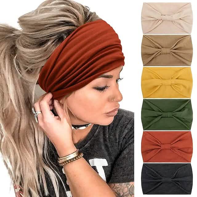 Women's 6-Piece: Wide Boho Bandeau Head Bands