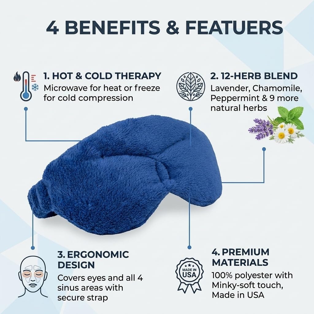 Eye Pillow Hot/Cold Aromatherapy Rectangular Shaped with 12 Herbs & Essential Oil