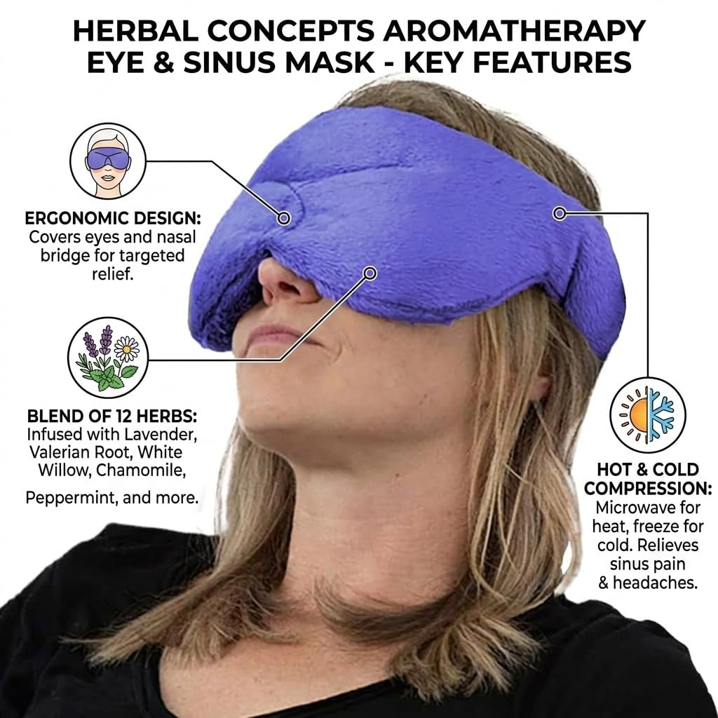 Eye Pillow Hot/Cold Aromatherapy Rectangular Shaped with 12 Herbs & Essential Oil