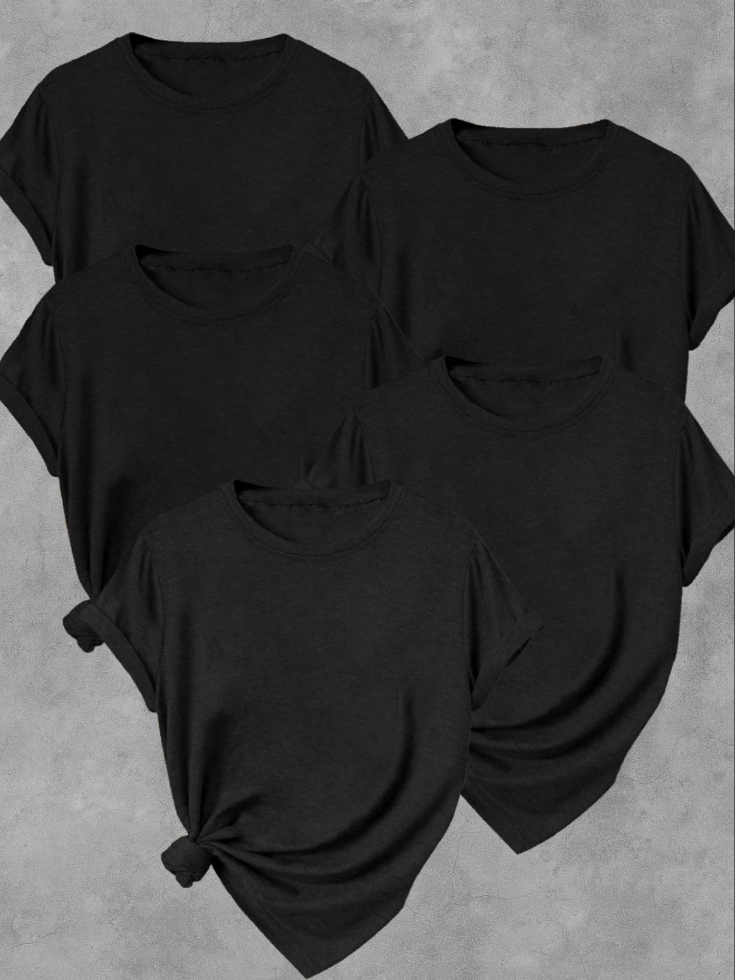 5 Pack Women's Soft Stretch Casual Round Neck T-Shirts