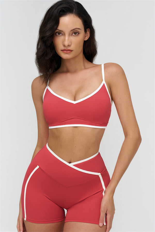 Women's "The Crave" Contrast Sports Bra Shorts 2-Piece Set