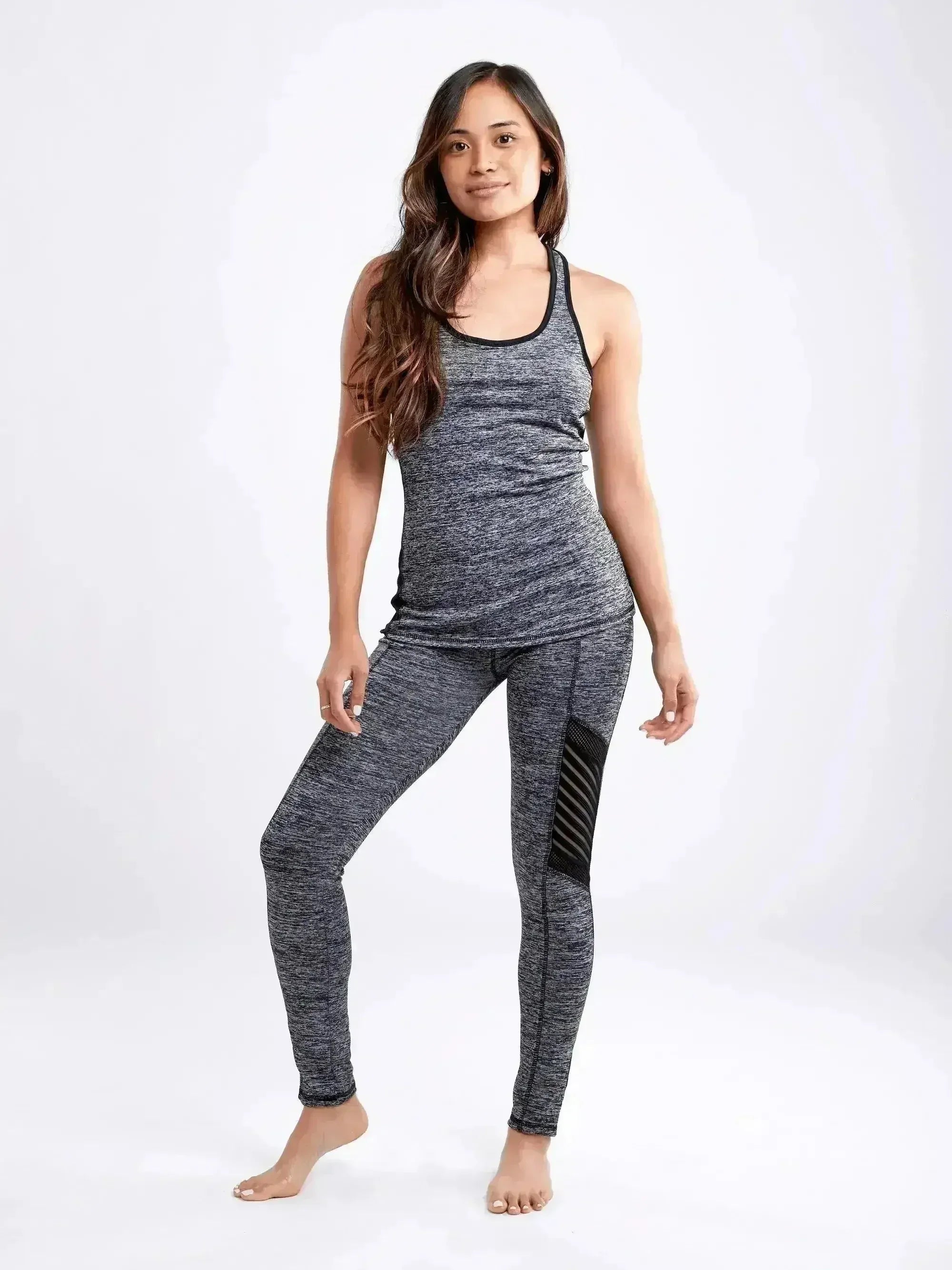 Women's High-Waisted Pilates Leggings with Side Pockets & Mesh Panels