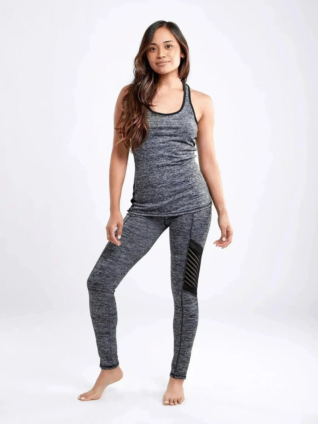 Women's High-Waisted Pilates Leggings with Side Pockets & Mesh Panels