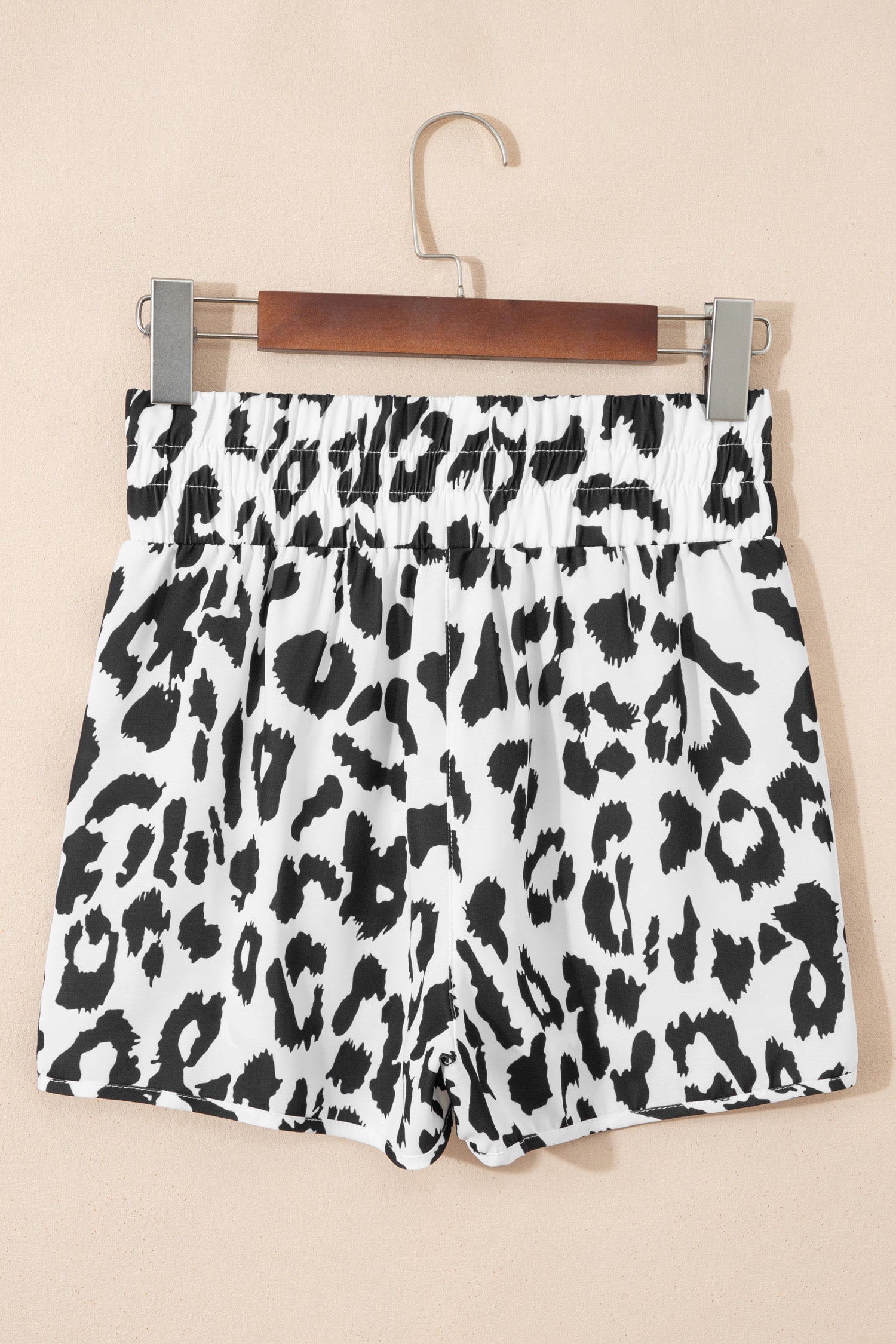 Women's White Leopard High Waisted Athletic Shorts