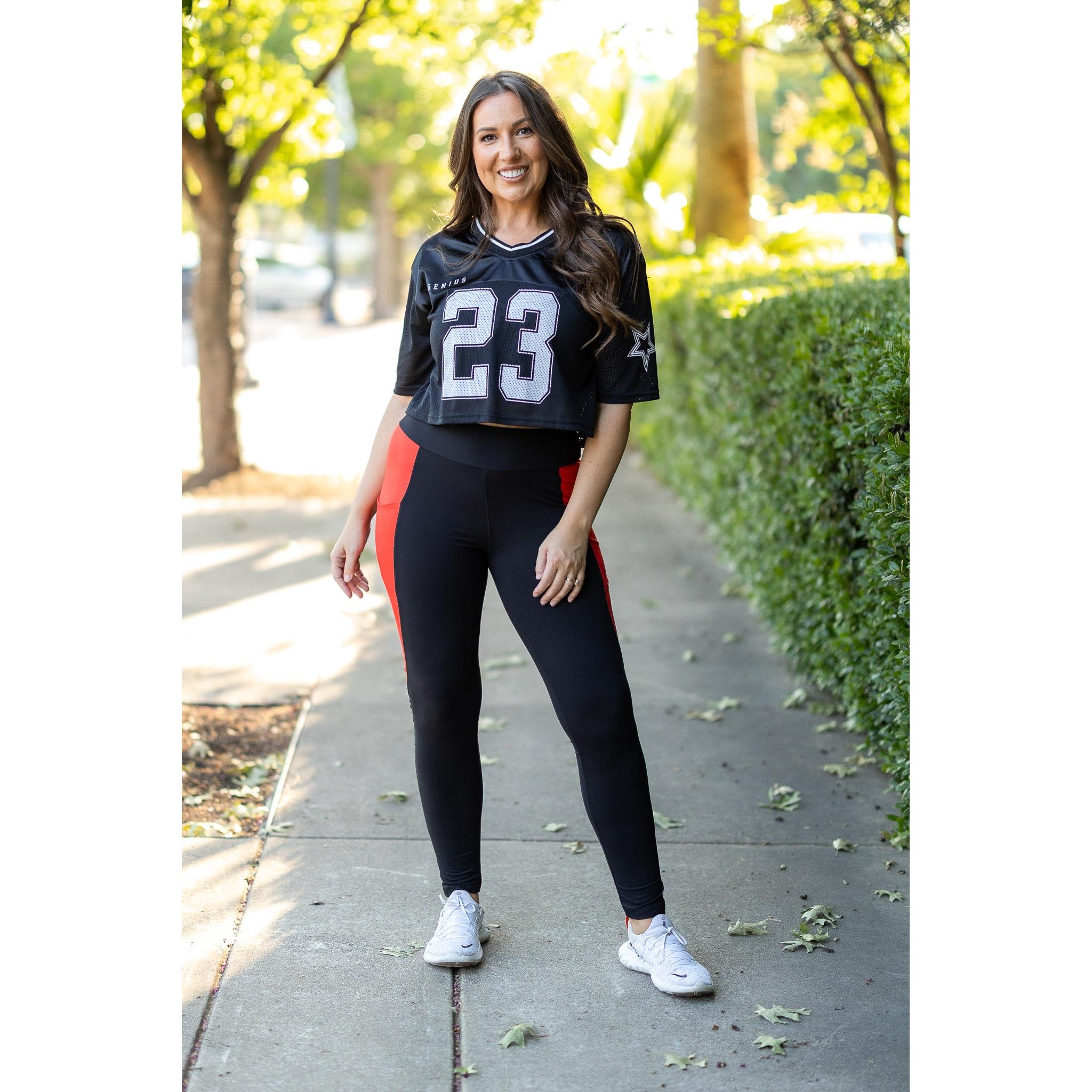 Women's The Roxie - Red Panel Full Length Leggings