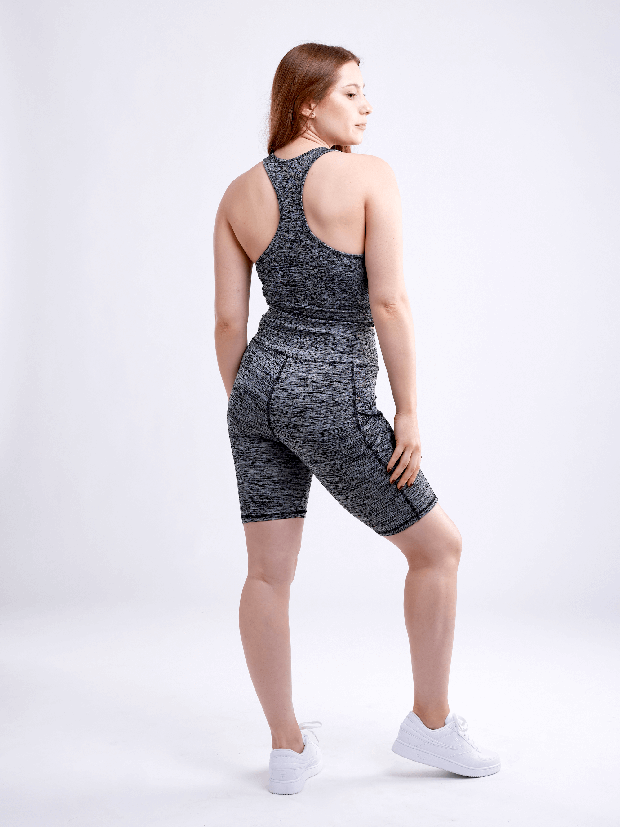 JupiterGear Women's High-Waisted Workout Shorts with Pockets & Criss Cross Design