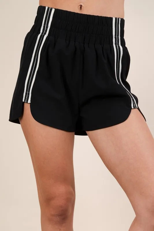 Women's Striped Trim Detail Activewear Shorts