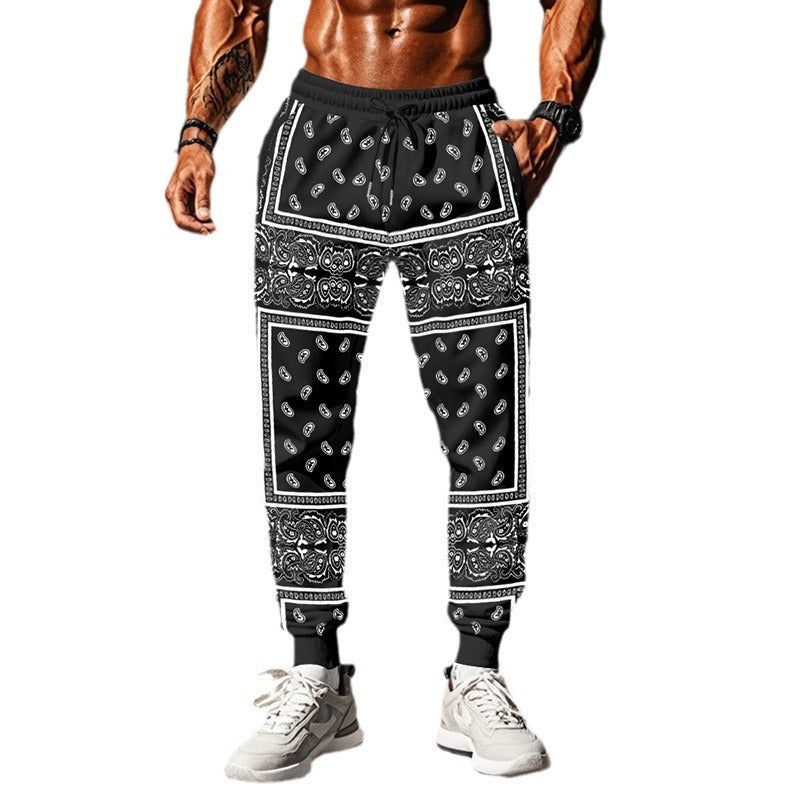 Men's 3D Printing Bandana Fashion Track Pants
