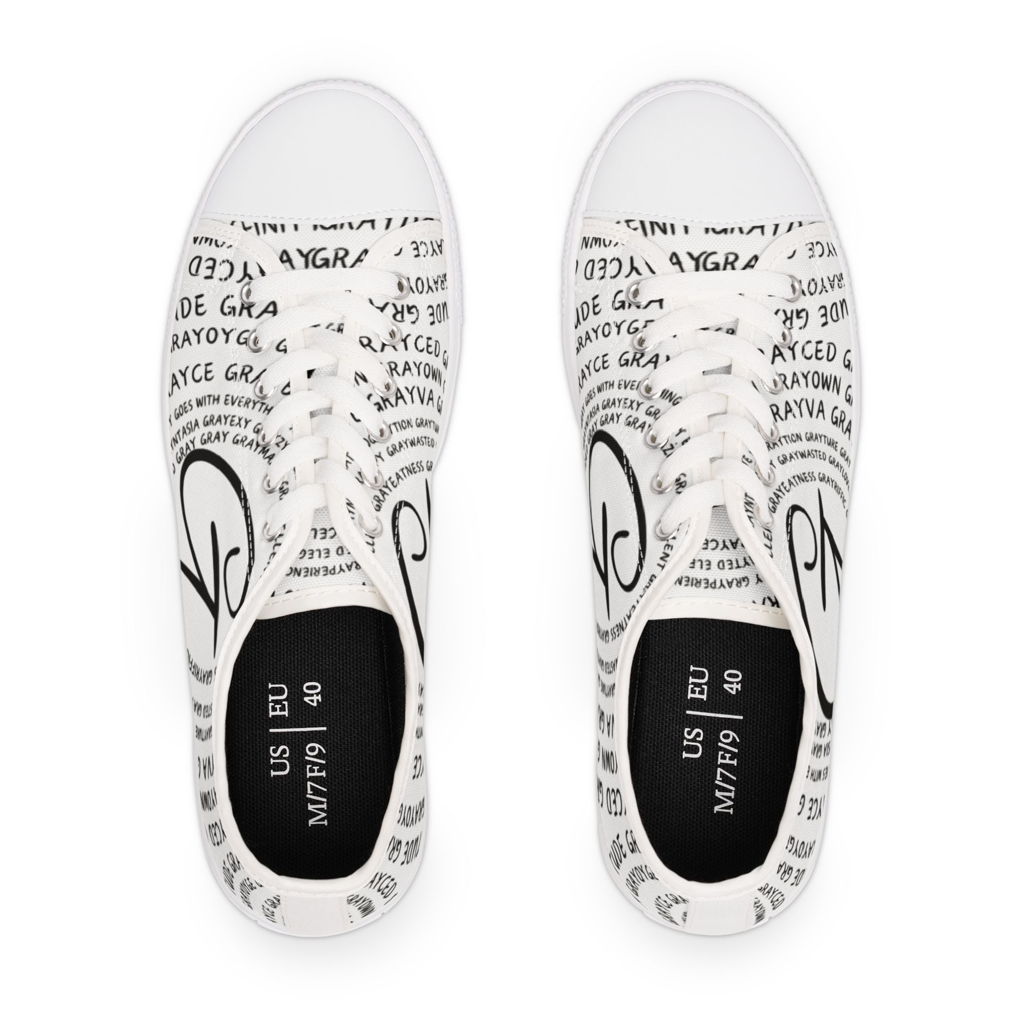 Women's Stylish Low Top Sneakers with Trendy Text Design